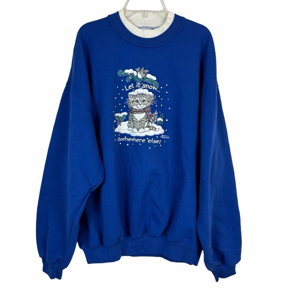 Vintage 90s Morning Sun Cat Holiday Sweatshirt XL
